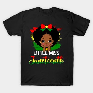 Little Miss Juneteenth Celebrating 1865 Cute Black Girls Kid T-Shirt